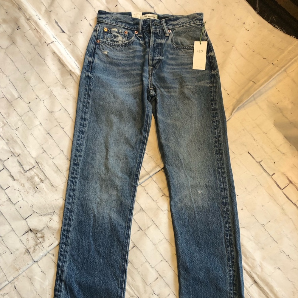 Juniors denim jeans size 24 AE77 denim The Western button fly nwt